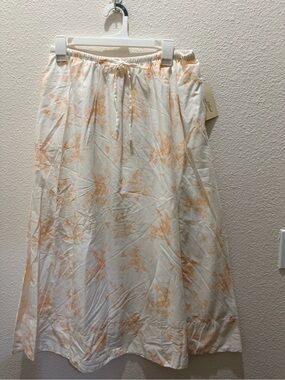 Universal Thread White Maxi Skirt with Peach Floral Print